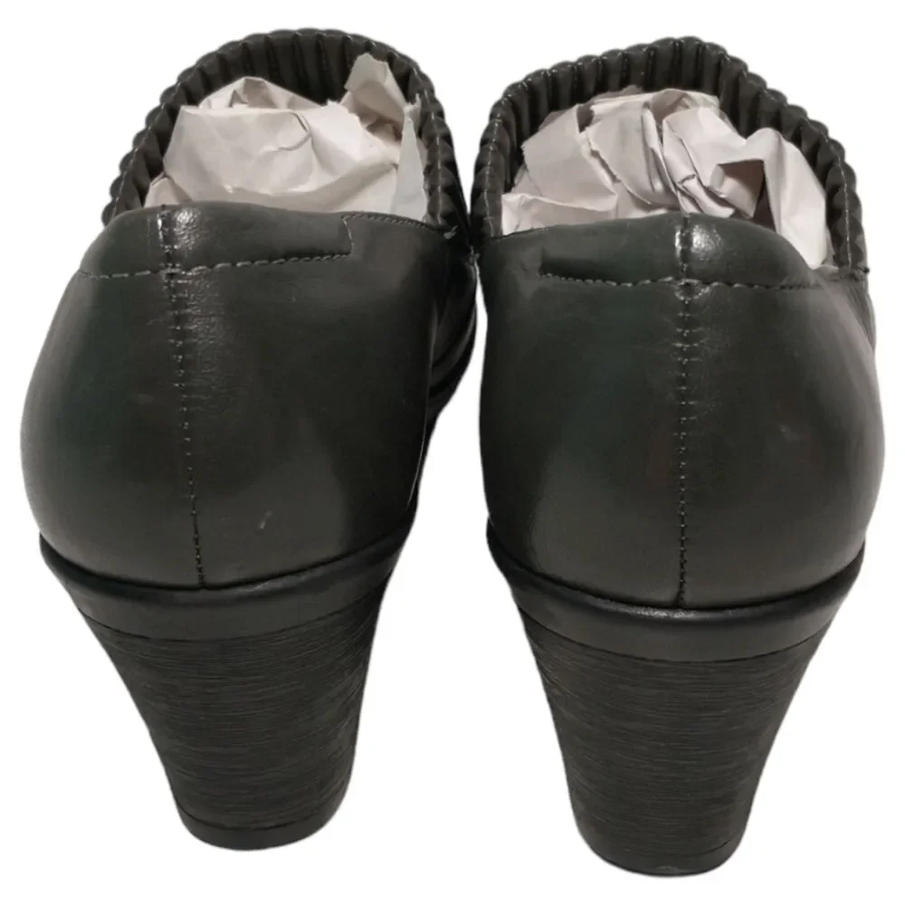 Clarks Womens Bendables Gray Leather Size 8.5M Thoughtful Q Comfort Block Heels - Picture 6 of 9